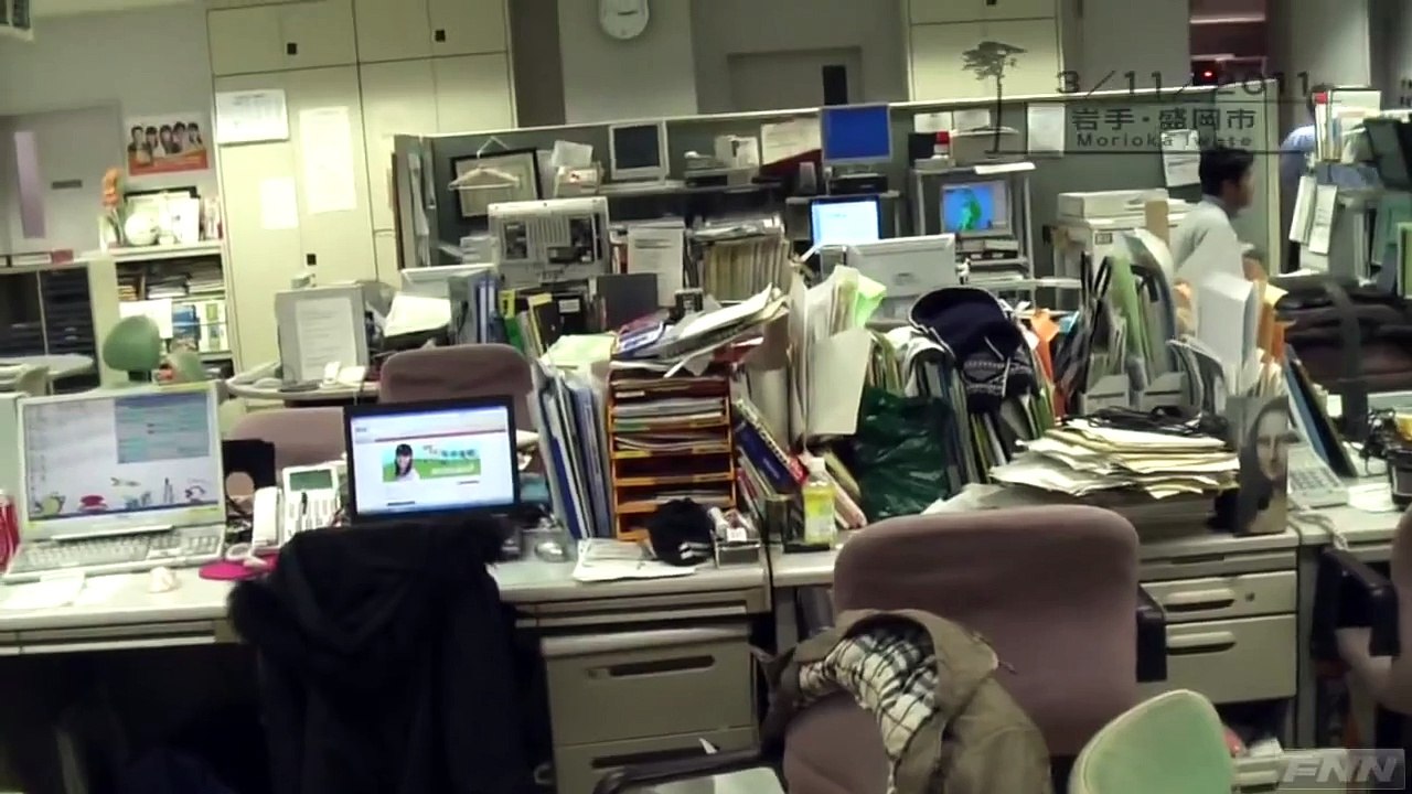 地震発生時 岩手めんこいテレビ報道フロア