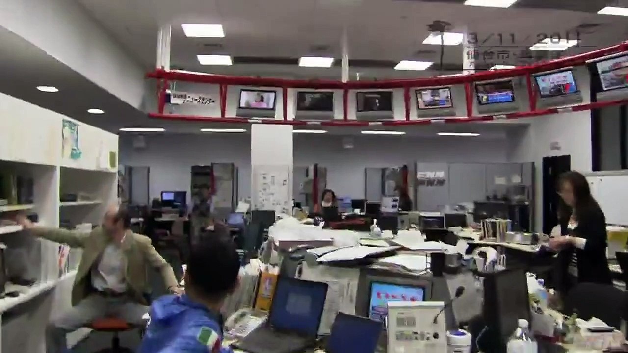 地震発生時 仙台放送報道フロア