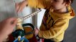 Little kids make orange juice for mumy. Funny video for children and babies