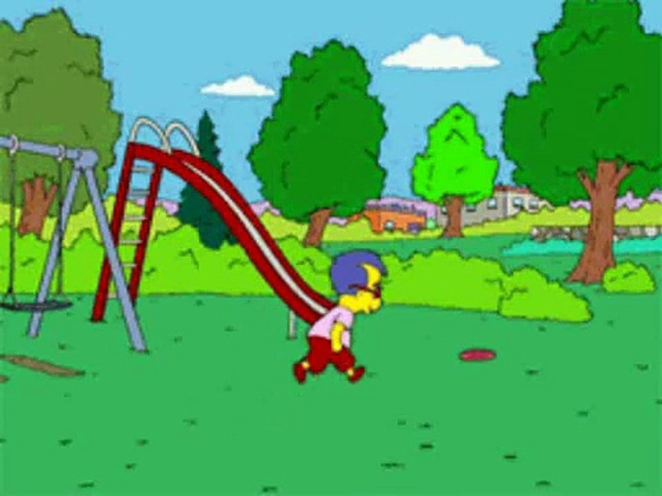 Simpsons - Milhouse playing Frisbee