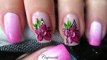 Nail art: Pink flower and gradient nails