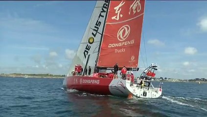 A Lorient, l'équipage franco-chinois de Dongfeng s'entraîne dur