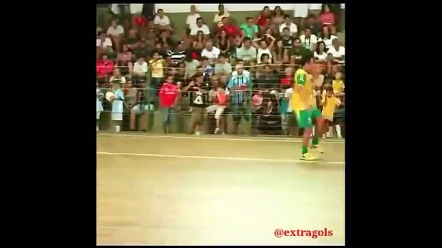 Brazilian futsal genius Falcao scores with a sensational backwards flick