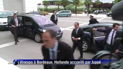 Vinexpo à Bordeaux: François Hollande accueilli par Alain Juppé