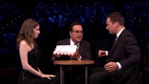 Anna Kendrick appeared on the The Tonight Show with Jimmy Fallon to promote Pitch Perfect 2 and end up with egg on her face...literally!
