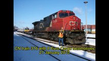 CN#316 with 8 Euro Cargo locomotives Halifax NS 21 January 2010