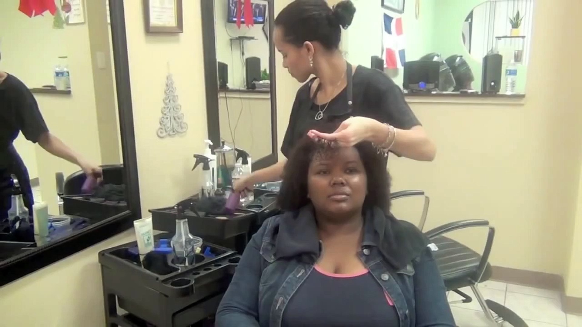 Roller Set On Natural Hair And Dominican Blow Out Lucys Salon