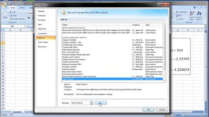 Solver in Excel example