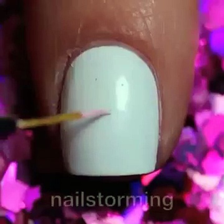 June 2015 Nail art Tutorial, polish art nails, diy nailart video, nail aqua design