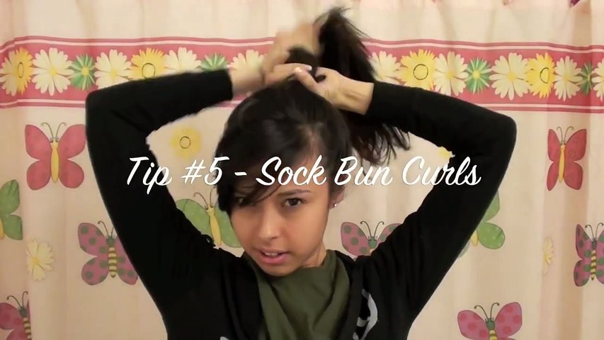 Tip 5 Sock Bun Loose Curls No Heat Video Dailymotion