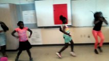 At school dancing to trap queen
