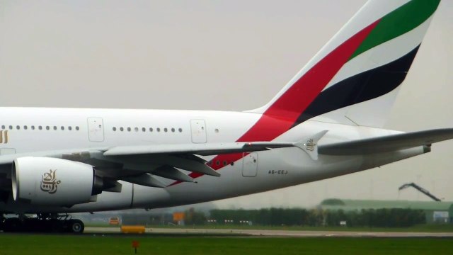 Emirates ► Airbus A380 ► Takeoff ✈ Amsterdam Airport Schiphol