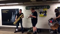 Sax, Trumpet, Drums in Union Square NYC Subway Station