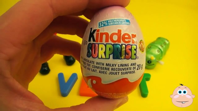 Kinder Surprise Egg Learn-A-Word! Lesson V (Teaching Spelling & Letters Unwrapping Eggs & Toys)