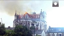 Fire rages at the basilica of Saint- Donatien in Nantes western France