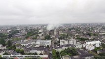 L'incendie de la basilique Saint-Donatien vu du ciel