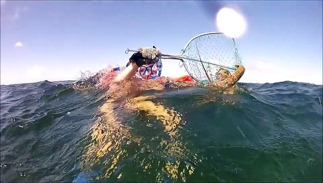 13yr Old Girl Catches Her 1st Florida Keys Lobster Freediving!