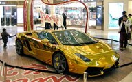 World First Gold Coated Lamborghini Aventador LP700-4  Better only Lamborghini Veneno,Lamborghini Dubai 2015