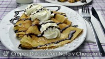 Crepes con Nata Montada y Chocolate | Recetas de Cocina