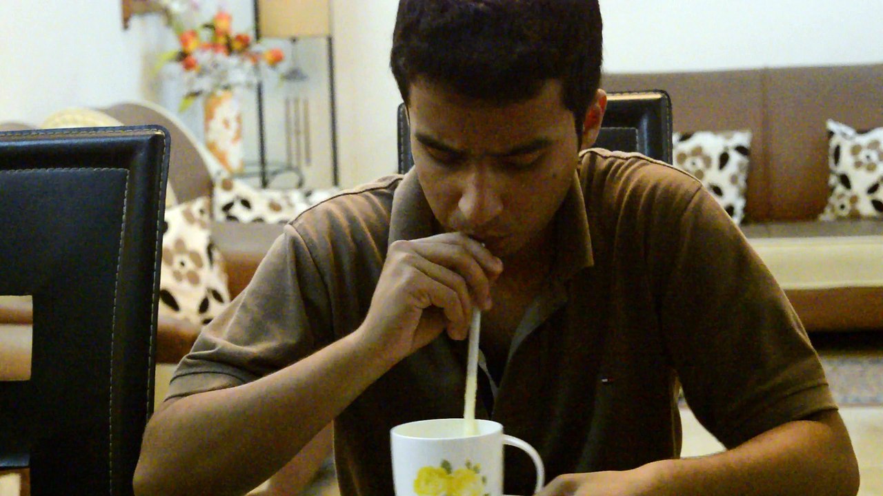 Drinking smoothie alone vs when the person u hate comes by.