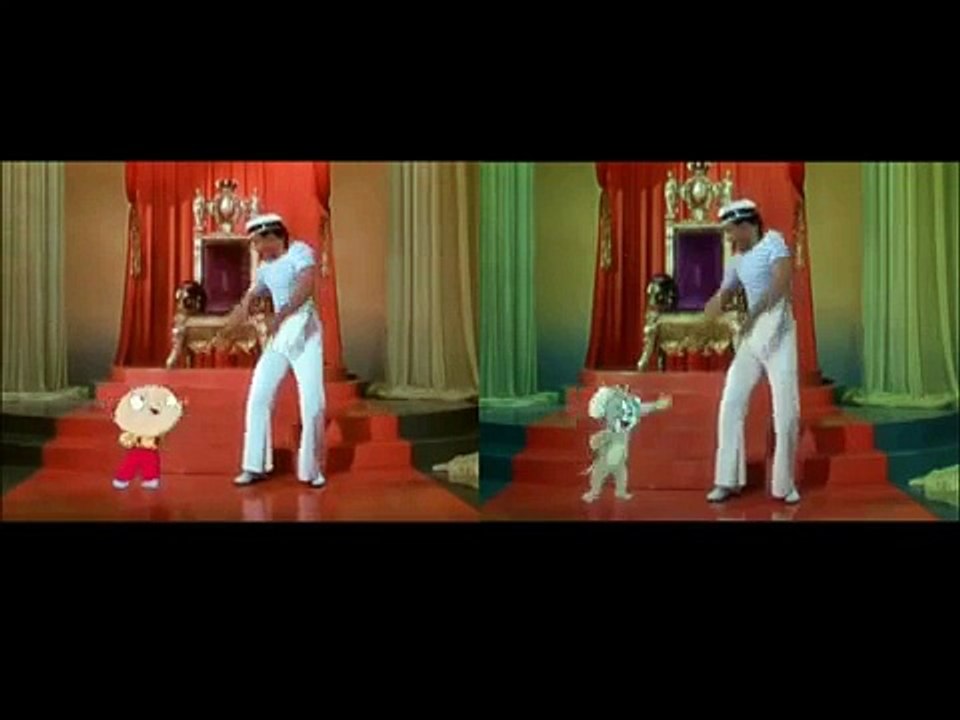 Gene Kelly dancing with Stewie and Jerry Mouse