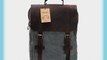 Unisex Genuine Leather Canvas Casual Backpack Rucksack Laptop Bag School Bookbag