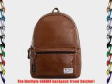 HotStyle SHAWN Synthetic Leather Casual Daypack Backpack (16L) Fits 14-inch Laptop H171 (brown)