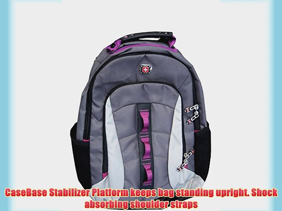 SwissGear? Skyscraper 16 Padded Laptop Backpack/School Travel Bag (Grey/Magenta)