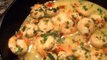 Open fire shrimp scampi - cast iron outdoor cooking - garlic shrimp recipe