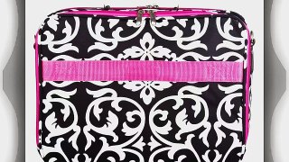 LD Bags Damask Print 15-inch Laptop Bag Black and White with Pink Trim