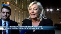 Marine Le Pen reçue à l'Elysée : 