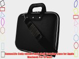 JET BLACK Cady Messenger Cube Ultra Durable Tactical Leather -ette Bag Case fits Apple MacBook