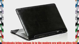 Navitech Black Real Leather Folio Case Cover Sleeve For The Lenovo Yoga 3 (11 inch)