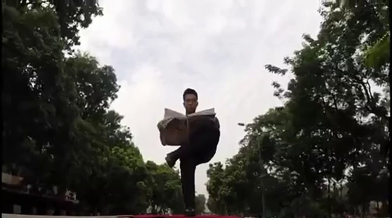 Flying car reading the newspaper