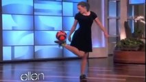 Ellen show→ A girl freestyling better than Ronaldo, Messi and neymar.