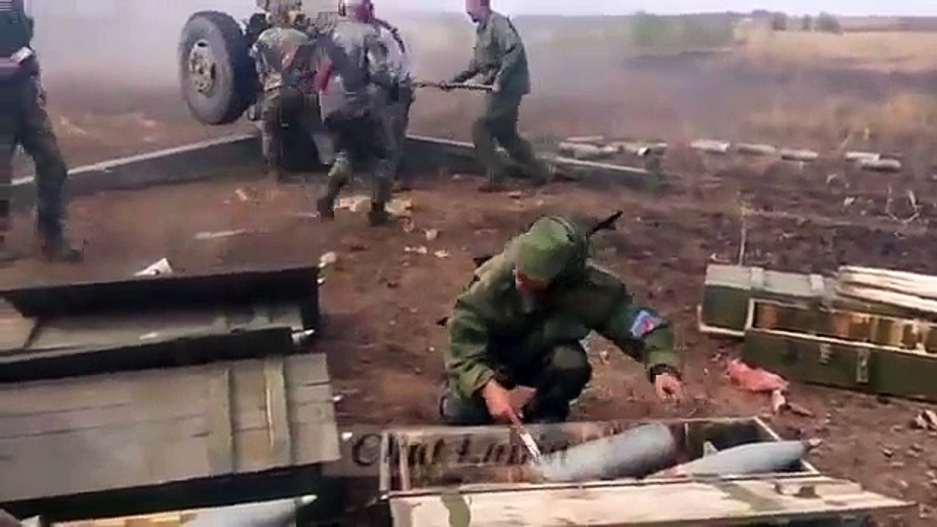 Ukraine War - Russian invaders' artillery shelling the Ukrainian army