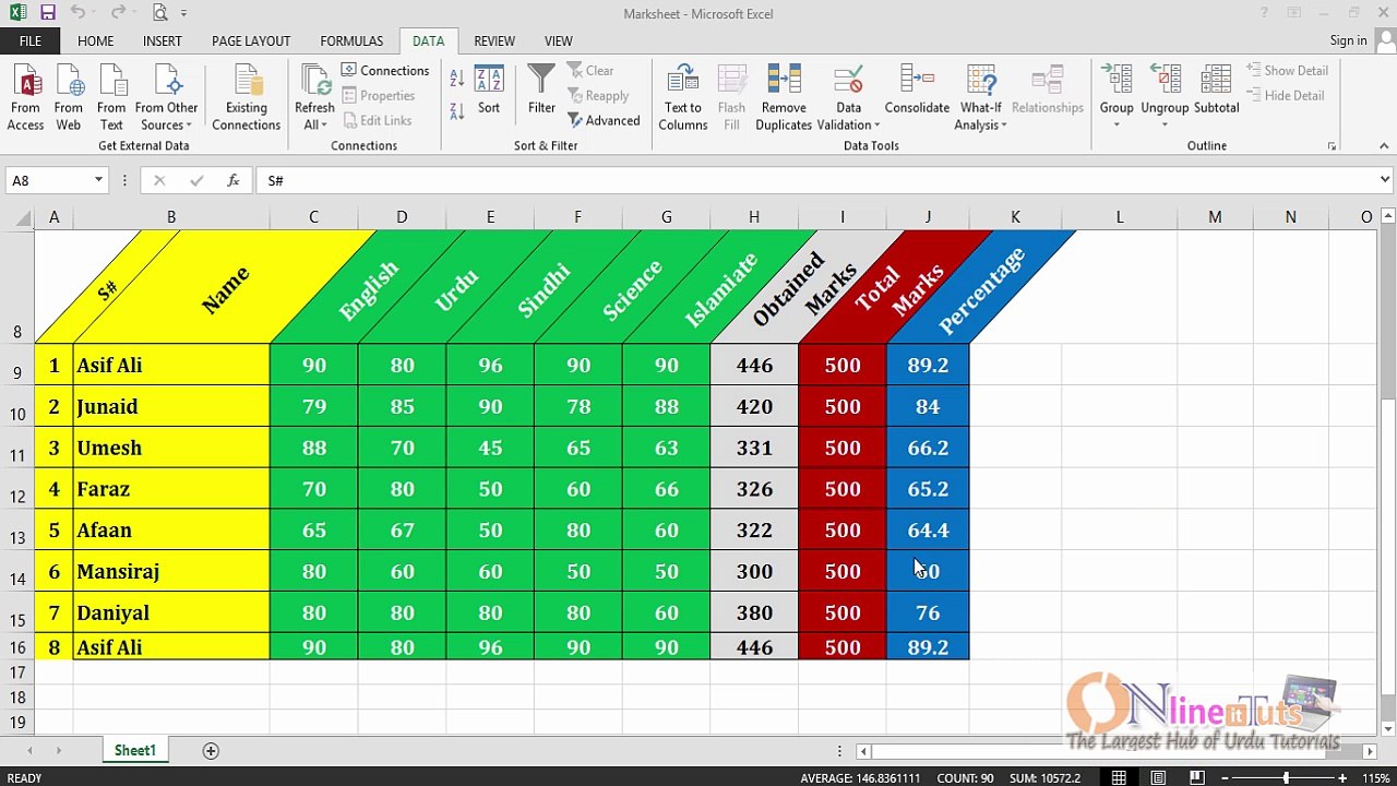 Excel 2013 Tutorial in Urdu/Hindi (Part-08)