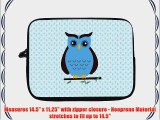 15 inch Rikki KnightTM Blue and Brown Deco Owl Design Laptop Sleeve