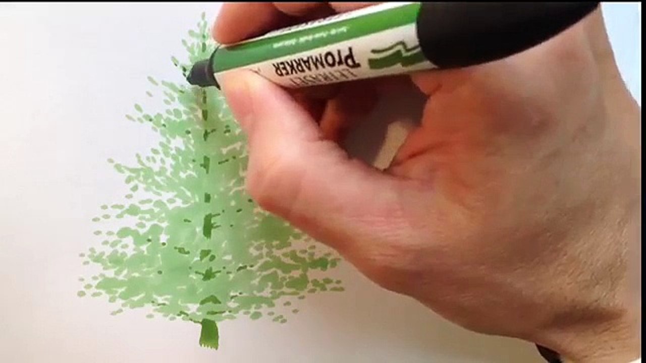 Drawing a fir tree with markers - Promarker tutorial