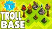 Clash Of Clans- ALL LEVEL 1 DEFENSES! (INSANE TROLL BASE!!)_Funny Moments+SUPER STRONG WIZARDS!