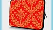 17 inch Rikki KnightTM Red Color Damask Design Laptop Sleeve