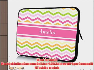 13 inch Rikki KnightTM Amelia Pink Chevron Name Design Laptop Sleeve