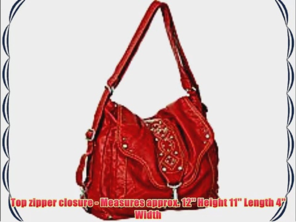 Red ''Elgin'' Backpack-Convertible Slouchy Tote