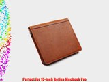 Brown Zip-Around Leather Organizer Clutch Case for 15-inch Retina Macbook Pro