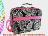 Pink Trim Paisley Print 17 Padded Laptop Computer Cover Case Black White