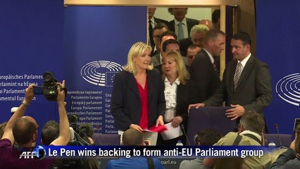France's Le Pen wins backing to form anti-EU Parliament group