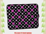 Designer Sleeves 14-Inch Polka Dots Laptop Sleeve Black/Pink/White (14DS-PDBPW)