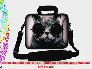 Cat with Glasses 13-13.3 Laptop Shoulder Bag Double Pocket Notebook Laptop Bag Sleeve Case