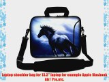 Horse Blue Animal 13-13.3 Laptop Messenger Shoulder Bag Double Pocket Notebook Laptop Bag Sleeve