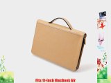 Leather Portfolio-Style Sleeve With Handle for Macbook Air 11-inch in Beige